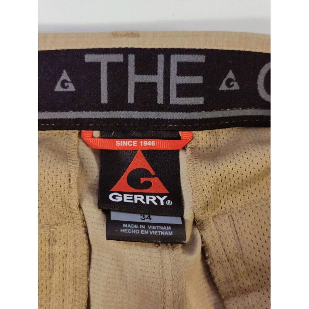 Men's Gerry Taupe/Brown Shorts Hiking Pockets Outdoors Lightweight Casual Sz 34
